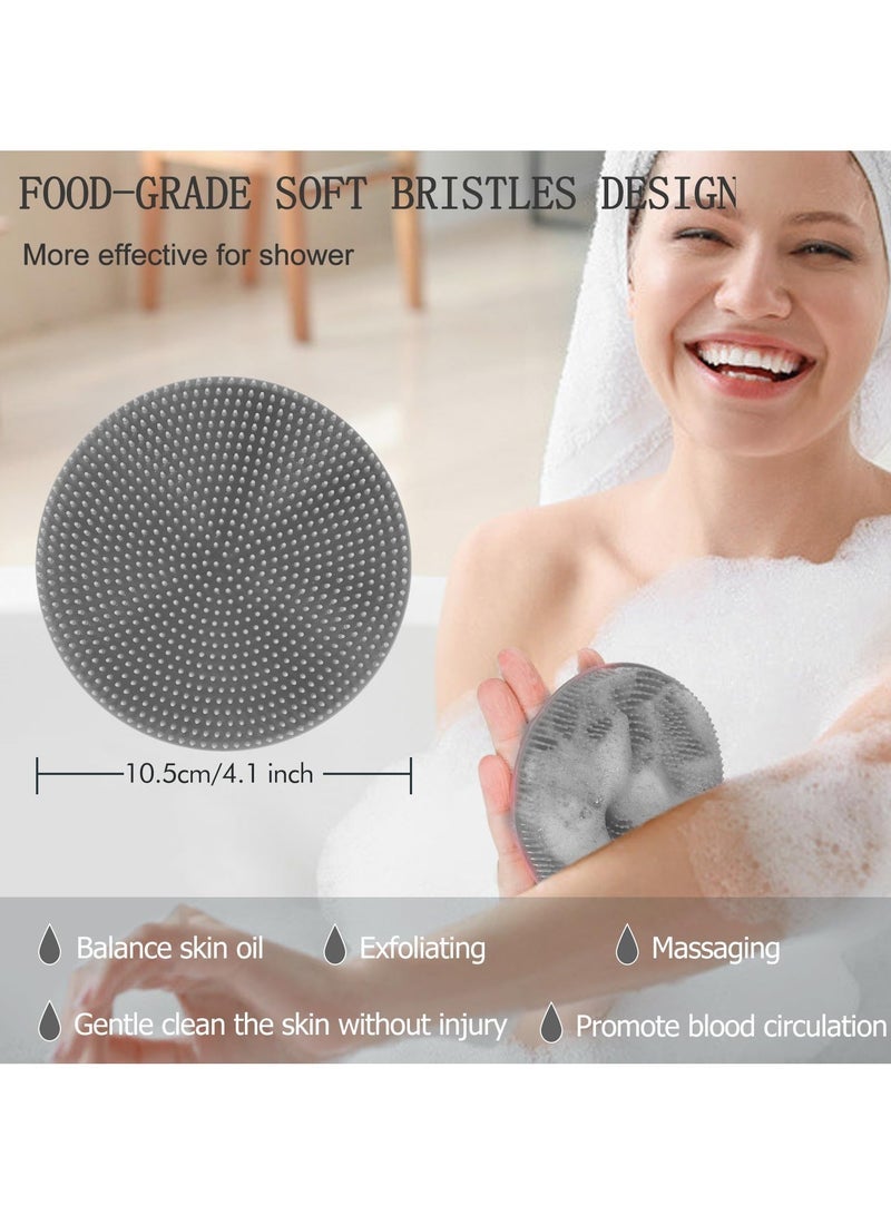 food grade soft silicone body scrubber shower brush handheld cleansing skin brush gentle exfoliating and lather well 1pcs grey - Image 5